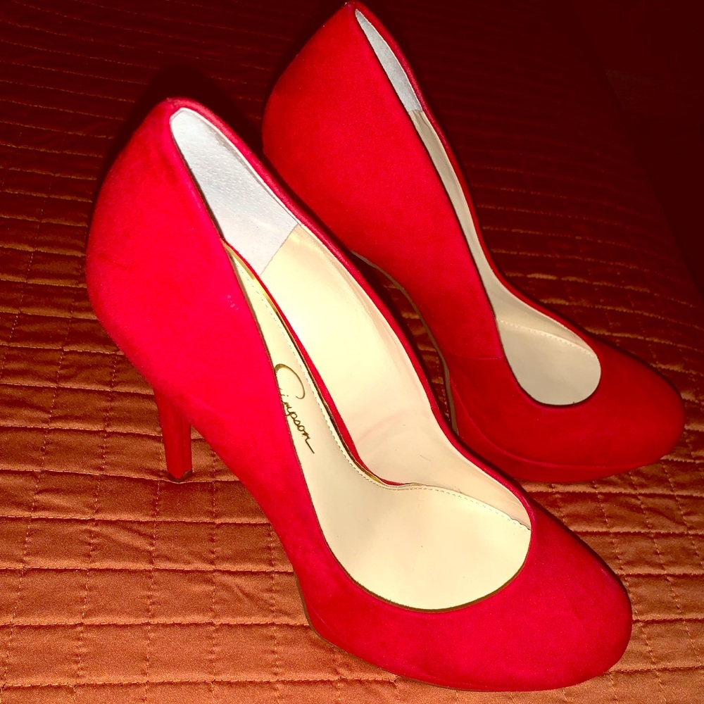 Red Suede Pumps